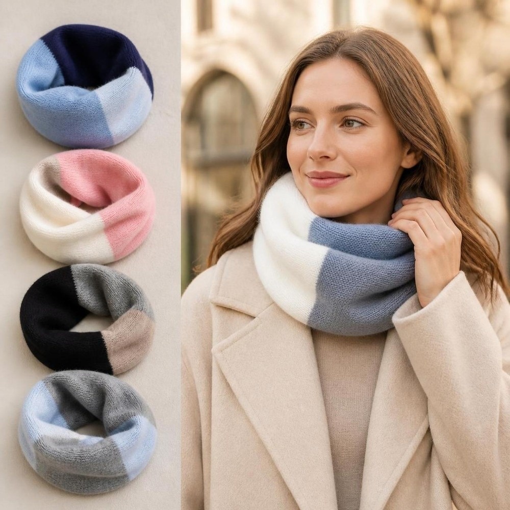 Infinity Scarf Knit - 부드러운 소재로 제작된 컬러 인피니티 스카프,