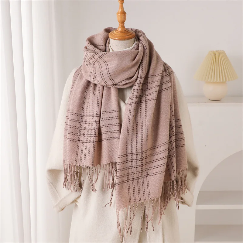 Woven Scarf Blanket - 여성용 겨울용 술 장식 스카프, 스코틀랜드