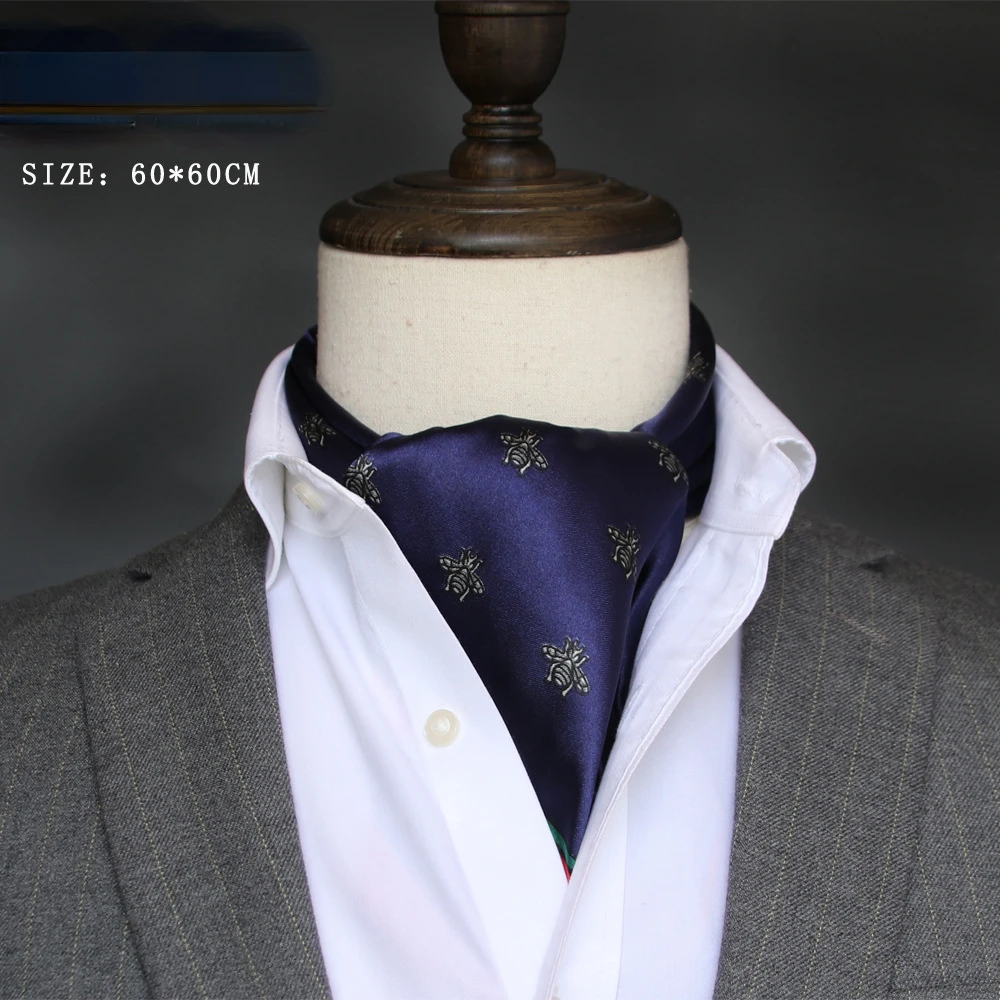 Scarf Silk Square - 영국 스타일 남성용 실크 스카프, 작은