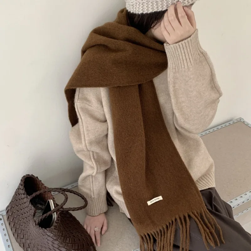 한국 스타일의 세련된 단색 술 장식 스카프, 여성용 및 - Muffler Men Wool 리뷰 및 가격