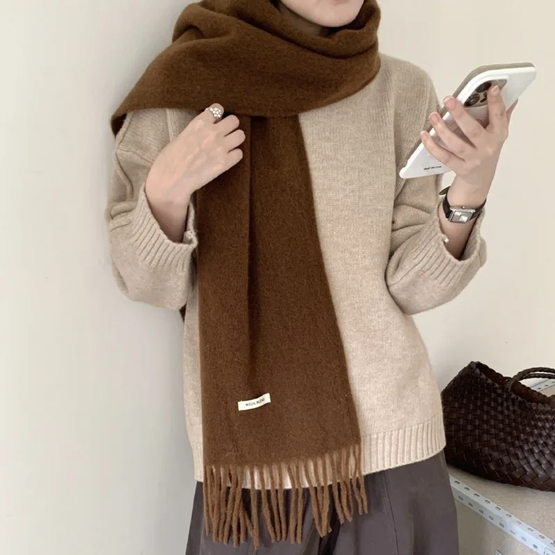 한국 스타일의 세련된 단색 술 장식 스카프, 여성용 및 - Muffler Men Wool 리뷰 및 가격