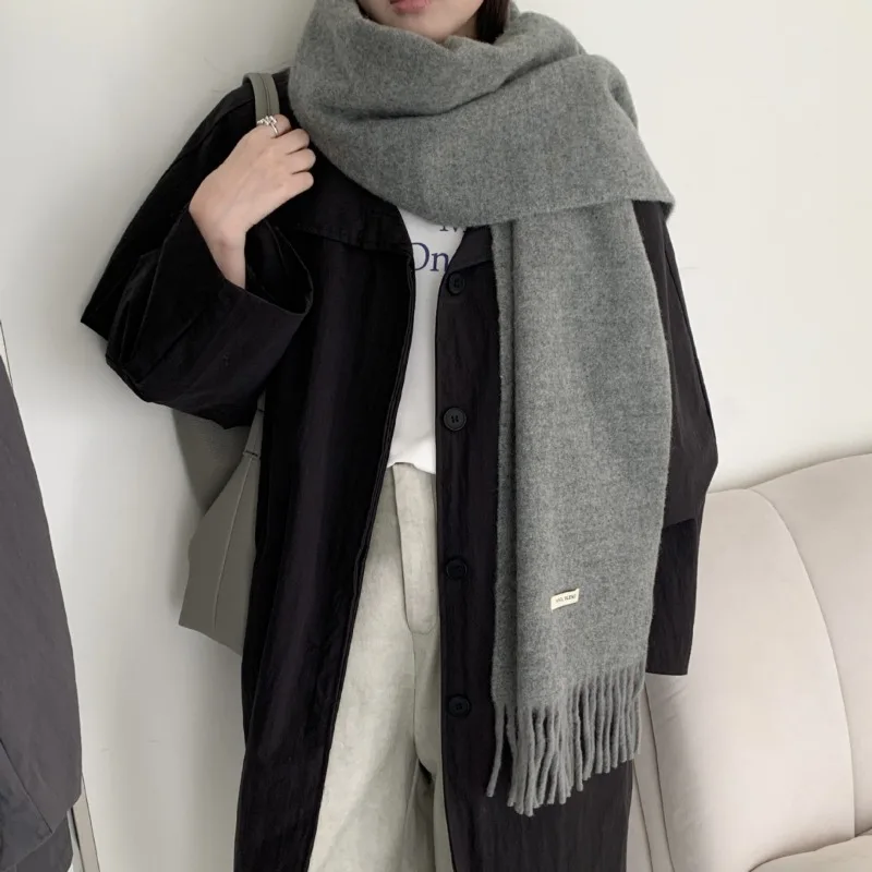 한국 스타일의 세련된 단색 술 장식 스카프, 여성용 및 - Muffler Men Wool 리뷰 및 가격