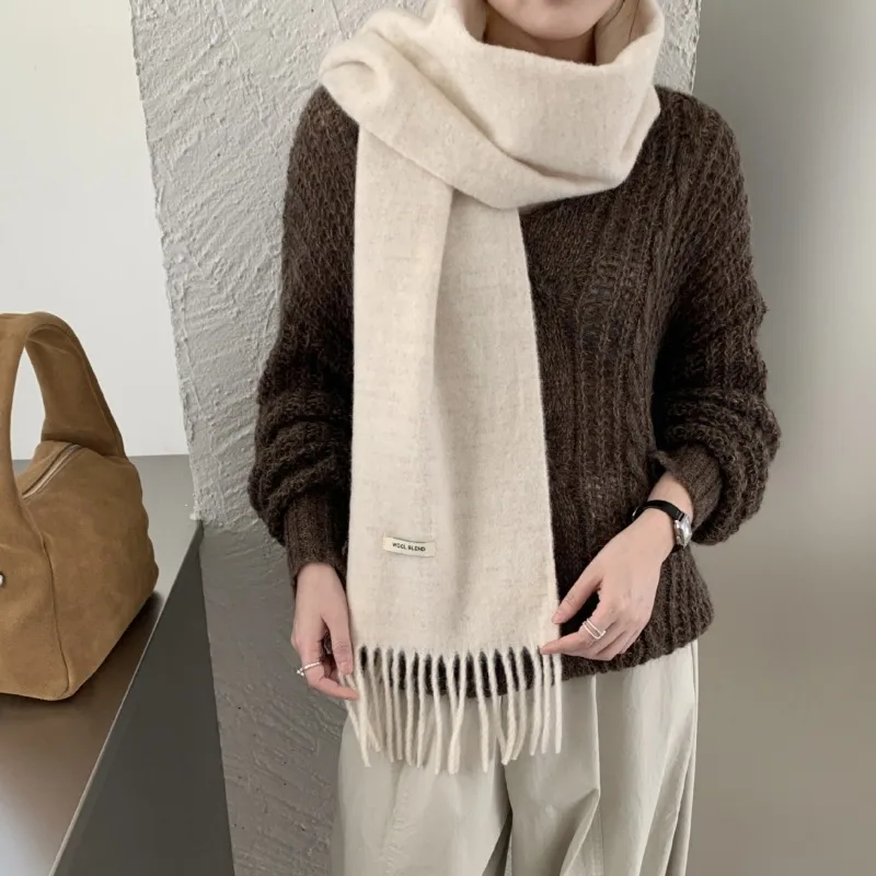 한국 스타일의 세련된 단색 술 장식 스카프, 여성용 및 - Muffler Men Wool 리뷰 및 가격