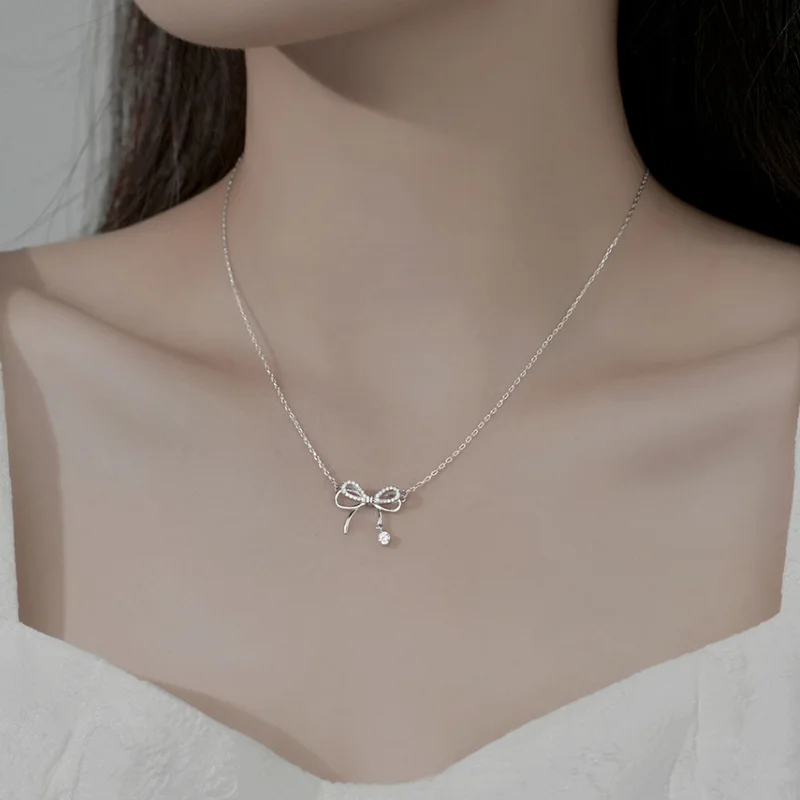 진짜 돈 925 스털링 실버 여성용 목걸이, 활 디자인 - Tie Clip Silver 리뷰 및 가격